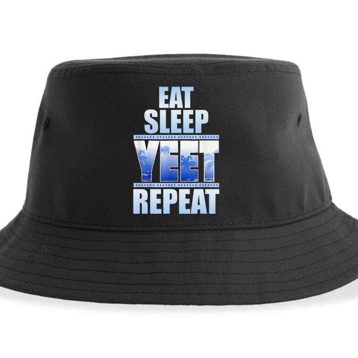 Eat Sleep Yeet Repeat Vintage Sustainable Bucket Hat