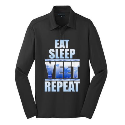 Eat Sleep Yeet Repeat Vintage Silk Touch Performance Long Sleeve Polo