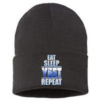 Eat Sleep Yeet Repeat Vintage Sustainable Knit Beanie