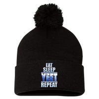 Eat Sleep Yeet Repeat Vintage Pom Pom 12in Knit Beanie