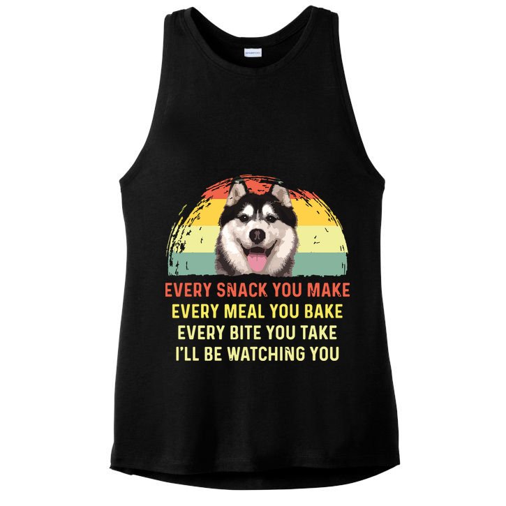 Every Snack You Make Husky Dog Mom Dog Dad Retro Premium Ladies PosiCharge Tri-Blend Wicking Tank