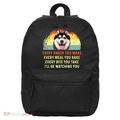 Every Snack You Make Husky Dog Mom Dog Dad Retro Premium 16 in Basic Backpack