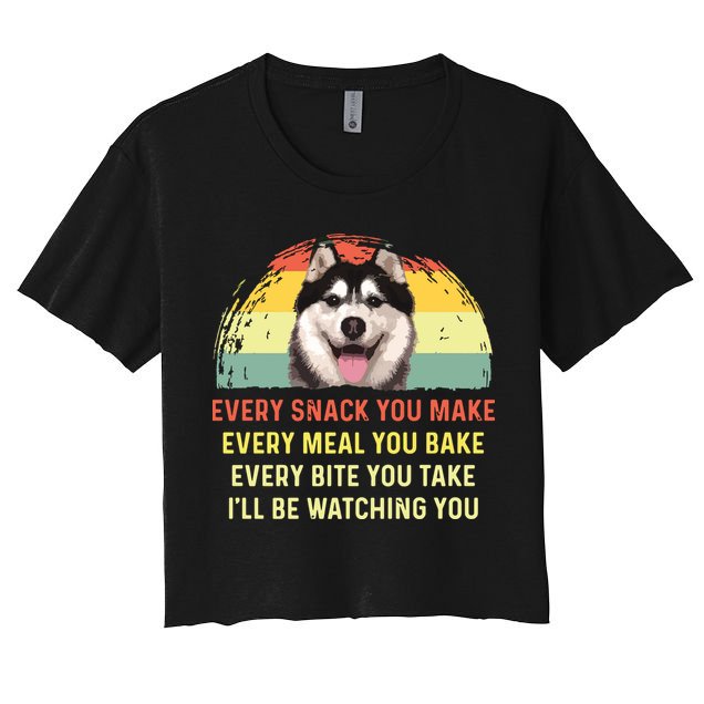 Every Snack You Make Husky Dog Mom Dog Dad Retro Premium Crop Top