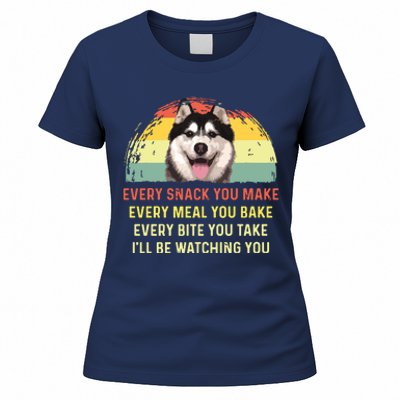 Every Snack You Make Husky Dog Mom Dog Dad Retro Premium Women's T-Shirt