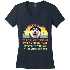 Every Snack You Make Husky Dog Mom Dog Dad Retro Premium Women's V-Neck T-Shirt