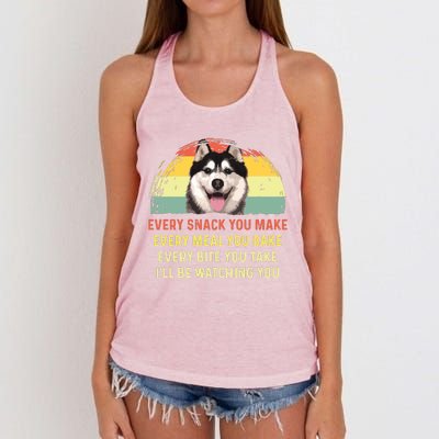 Every Snack You Make Husky Dog Mom Dog Dad Retro Premium Women's Knotted Racerback Tank