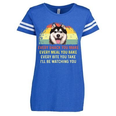 Every Snack You Make Husky Dog Mom Dog Dad Retro Premium Enza Ladies Jersey Football T-Shirt