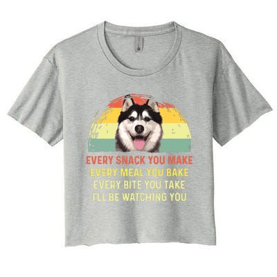 Every Snack You Make Husky Dog Mom Dog Dad Retro Premium Women's Crop Top Tee