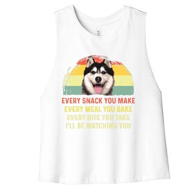 Every Snack You Make Husky Dog Mom Dog Dad Retro Premium Women's Racerback Cropped Tank