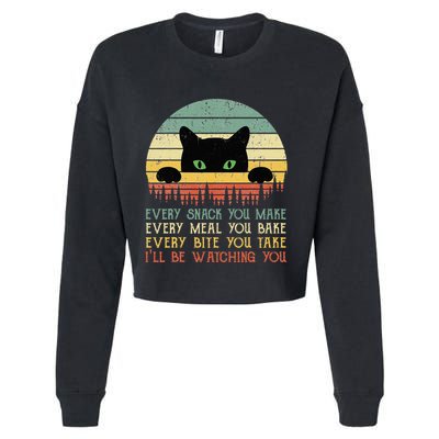 Every Snack You Make Cat Funny Cat Mom Cat Mama Cat Dad Cropped Pullover Crew