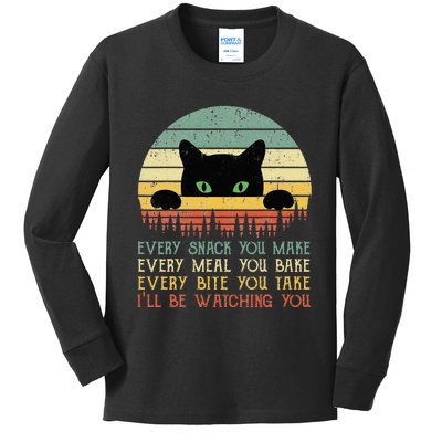 Every Snack You Make Cat Funny Cat Mom Cat Mama Cat Dad Kids Long Sleeve Shirt