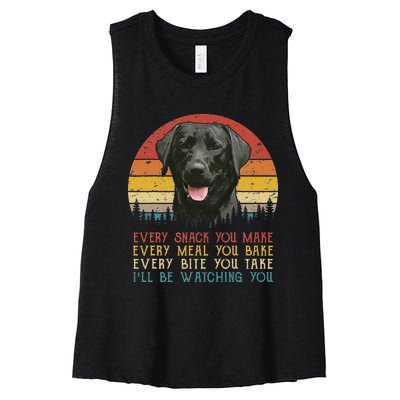 Every Snack You Make Dog Black Labrador Retriever Women's Racerback Cropped Tank