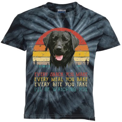 Every Snack You Make Dog Black Labrador Retriever Kids Tie-Dye T-Shirt