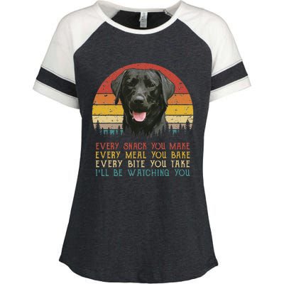 Every Snack You Make Dog Black Labrador Retriever Enza Ladies Jersey Colorblock Tee