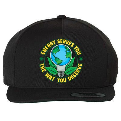 Energy Serves You The Way You Deserve Happy Day Of Earth Gift Wool Snapback Cap