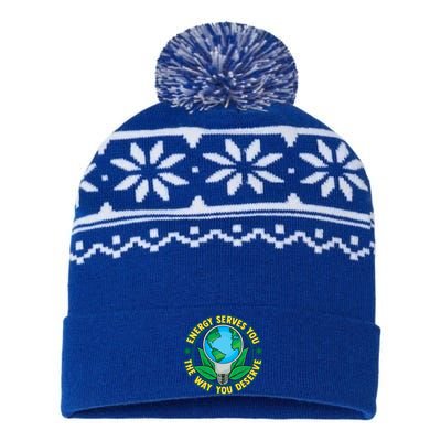 Energy Serves You The Way You Deserve Happy Day Of Earth Gift USA-Made Snowflake Beanie