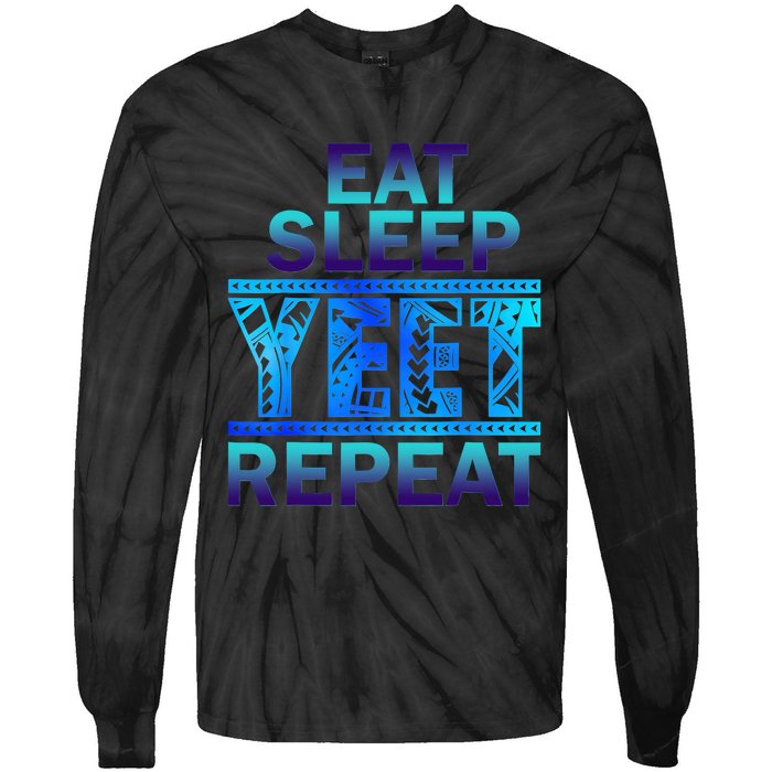 Eat Sleep Yeet Repeat Vintage Tie-Dye Long Sleeve Shirt