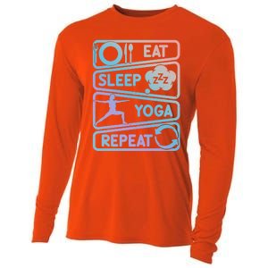 Eat Sleep Yoga Repeat Funny Meditation Meaningful Gift Cooling Performance Long Sleeve Crew