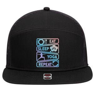 Eat Sleep Yoga Repeat Funny Meditation Meaningful Gift 7 Panel Mesh Trucker Snapback Hat