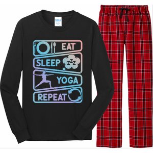 Eat Sleep Yoga Repeat Funny Meditation Meaningful Gift Long Sleeve Pajama Set