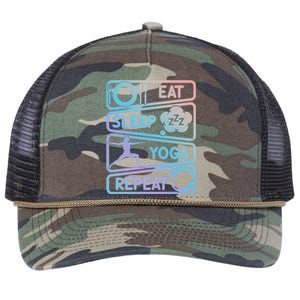 Eat Sleep Yoga Repeat Funny Meditation Meaningful Gift Retro Rope Trucker Hat Cap