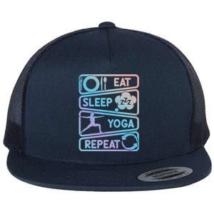 Eat Sleep Yoga Repeat Funny Meditation Meaningful Gift Flat Bill Trucker Hat