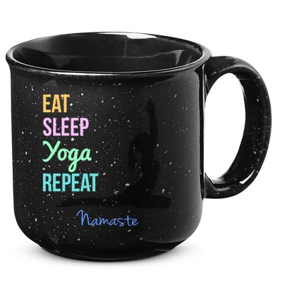 Eat Sleep Yoga Repeat Trendy Yoga Instructor Gift Cute Gift 15oz Campfire Ceramic Mug