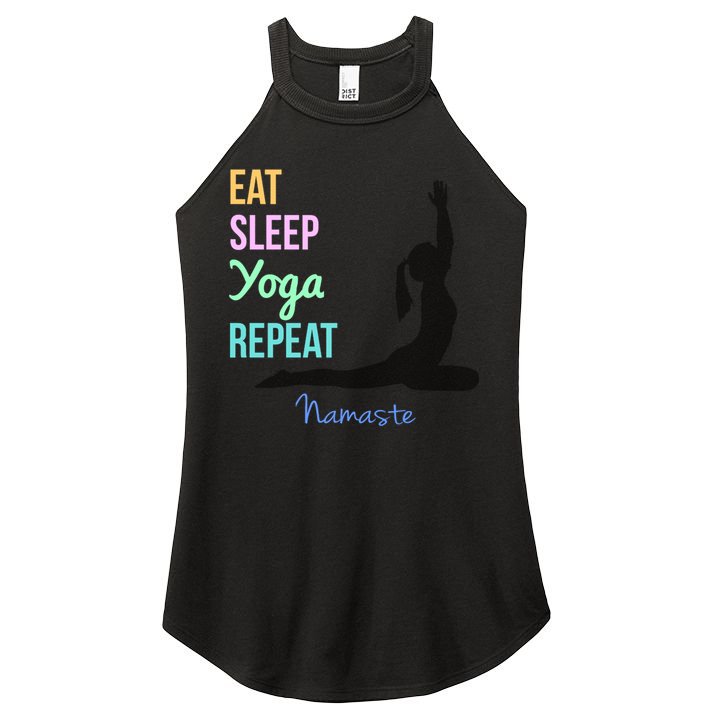 Eat Sleep Yoga Repeat Trendy Yoga Instructor Gift Cute Gift Women's Perfect Tri Rocker Tank