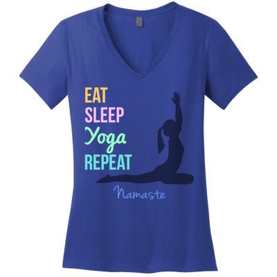 Eat Sleep Yoga Repeat Trendy Yoga Instructor Gift Cute Gift Women's V-Neck T-Shirt