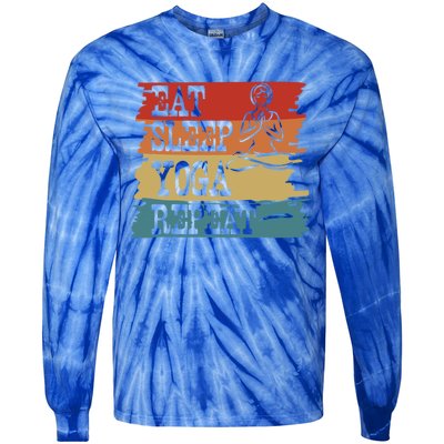 Eat Sleep Yoga Repeat Retro Vintage Yoga Lovers Cool Gift Tie-Dye Long Sleeve Shirt