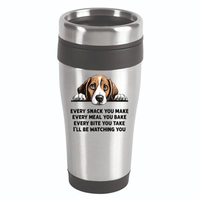 Every Snack You Make Every Meal You Bake Funny Beagle 16oz Travel Tumbler