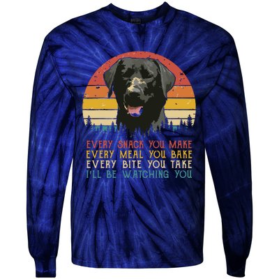 Every Snack You Make Dog Black Labrador Retriever Tie-Dye Long Sleeve Shirt