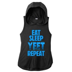 Eat Sleep Yeet Repeat Ladies PosiCharge Tri-Blend Wicking Draft Hoodie Tank