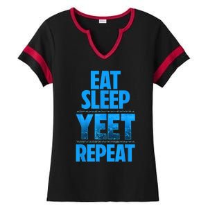 Eat Sleep Yeet Repeat Ladies Halftime Notch Neck Tee