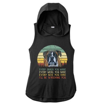 Every Snack You Make Boxer Dog Dog Mom, Dog Dad Ladies PosiCharge Tri-Blend Wicking Draft Hoodie Tank