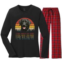 Every Snack You Make Dog Black Labrador Retriever Women's Long Sleeve Flannel Pajama Set 