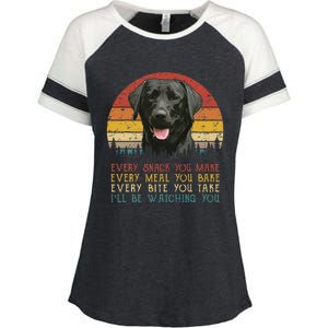 Every Snack You Make Dog Black Labrador Retriever Enza Ladies Jersey Colorblock Tee