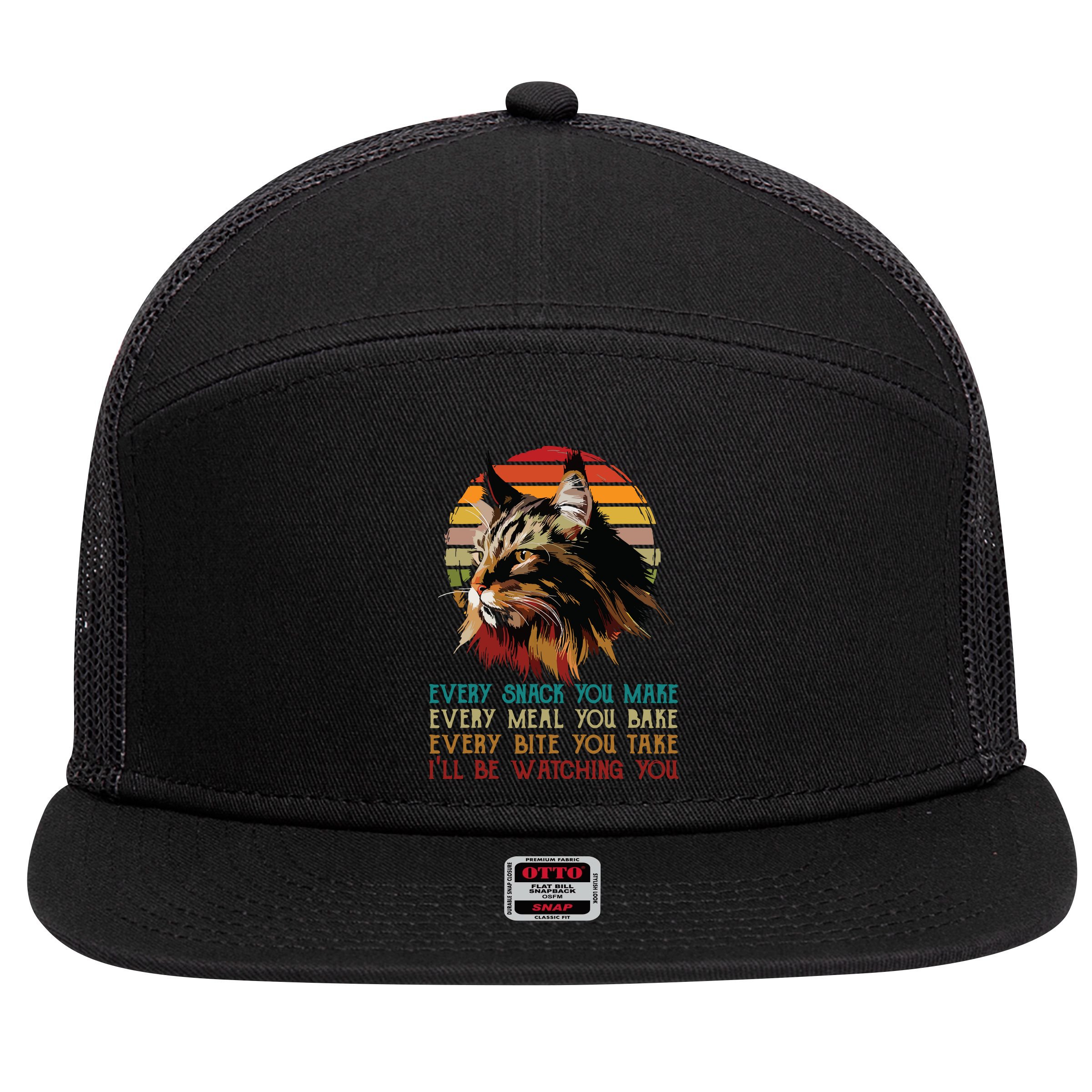 Every Snack You Make Ill Be Watching Funny Maine Coon Meow 7 Panel Mesh Trucker Snapback Hat