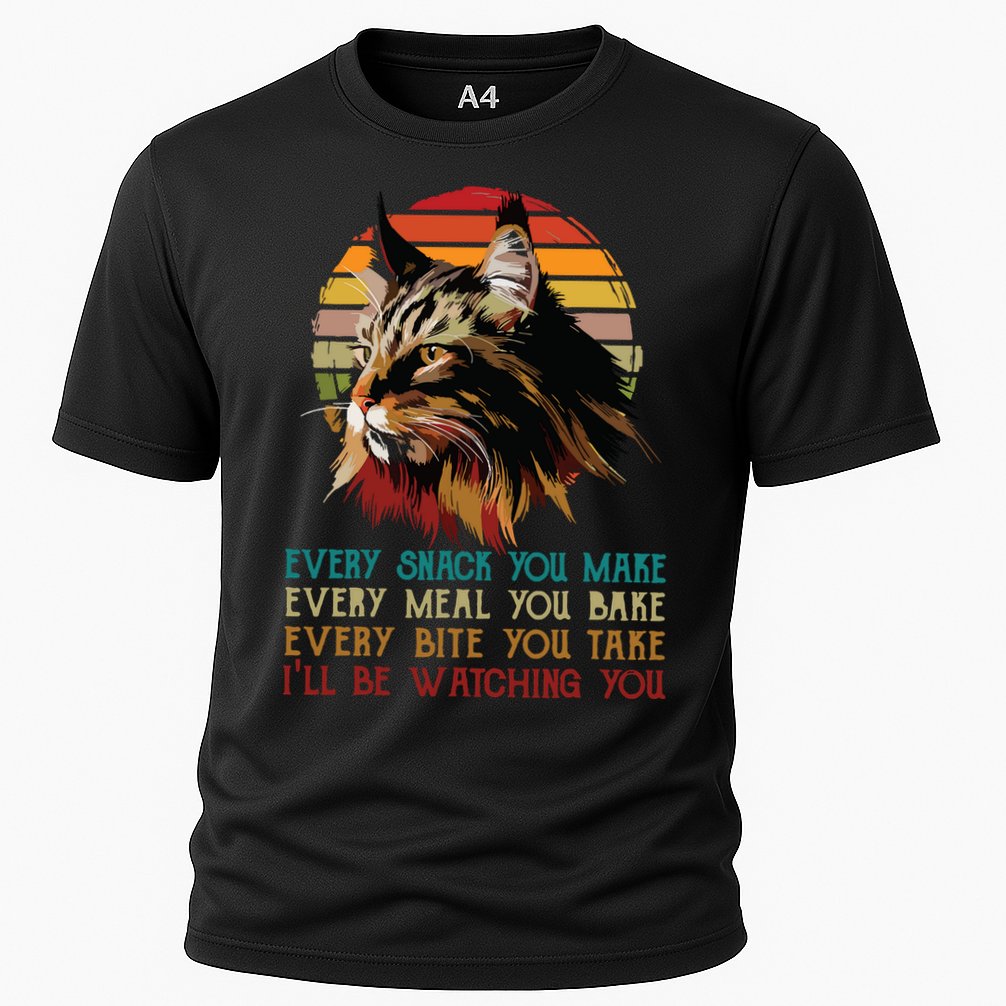 Every Snack You Make Ill Be Watching Funny Maine Coon Meow Cooling Performance Crew T-Shirt
