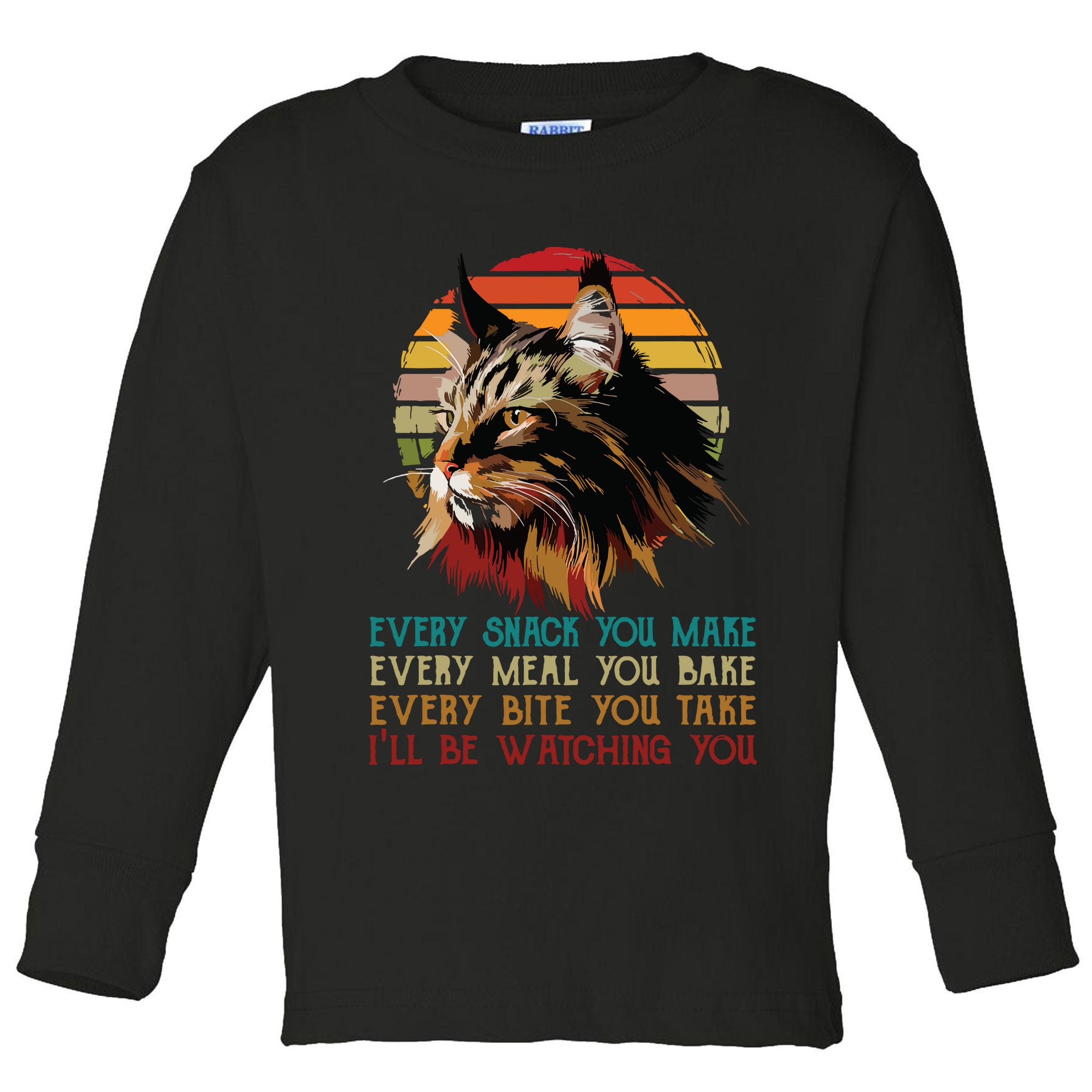 Every Snack You Make Ill Be Watching Funny Maine Coon Meow Toddler Long Sleeve Shirt