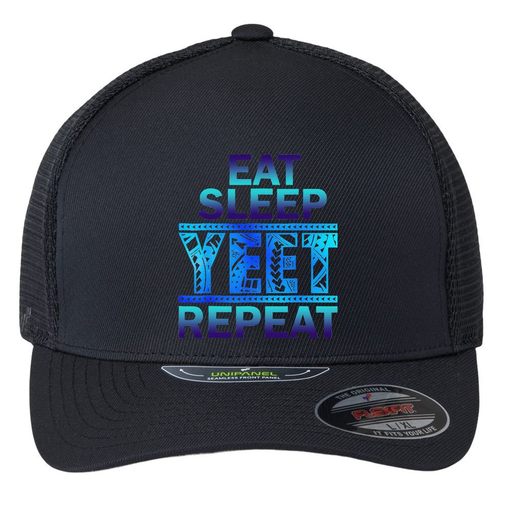 Eat Sleep Yeet Repeat Vintage Gift Flexfit Unipanel Trucker Cap