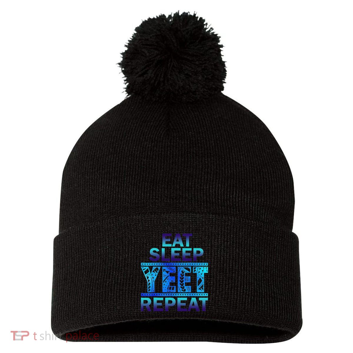 Eat Sleep Yeet Repeat Vintage Gift Pom Pom 12in Knit Beanie