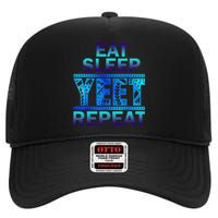 Eat Sleep Yeet Repeat Vintage High Crown Mesh Back Trucker Hat