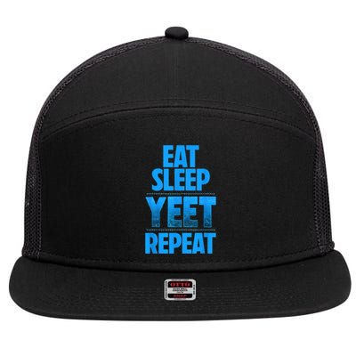 Eat Sleep Yeet Repeat 7 Panel Mesh Trucker Snapback Hat