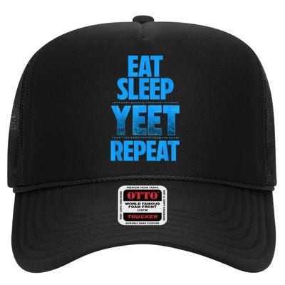 Eat Sleep Yeet Repeat High Crown Mesh Back Trucker Hat