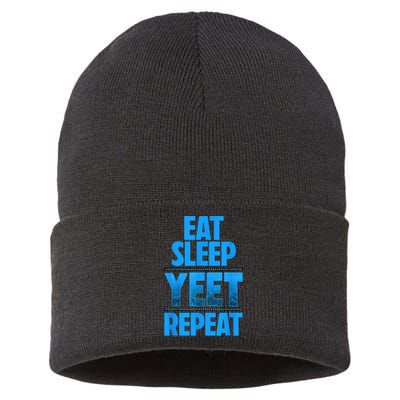 Eat Sleep Yeet Repeat Sustainable Knit Beanie