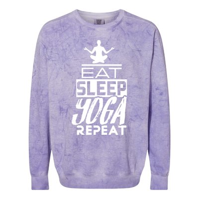 Eat Sleep Yoga Repeat Meditation Meditate Sayings Coach Gift Colorblast Crewneck Sweatshirt