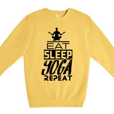 Eat Sleep Yoga Repeat Meditation Meditate Sayings Coach Gift Premium Crewneck Sweatshirt