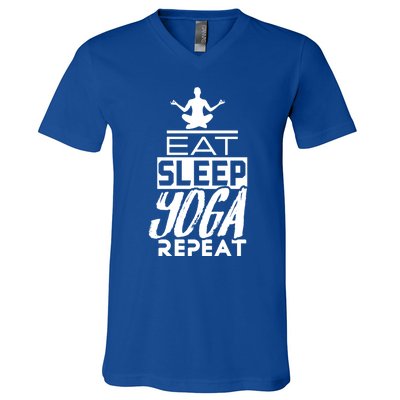 Eat Sleep Yoga Repeat Meditation Meditate Sayings Coach Gift V-Neck T-Shirt