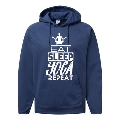 Eat Sleep Yoga Repeat Meditation Meditate Sayings Coach Gift Performance Fleece Hoodie